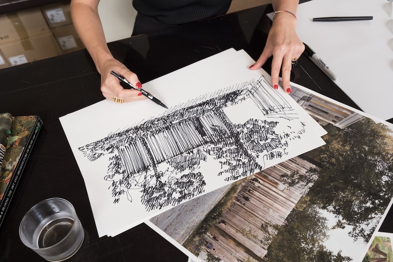 Ghotmeh's sketch of the Qatari pavilion