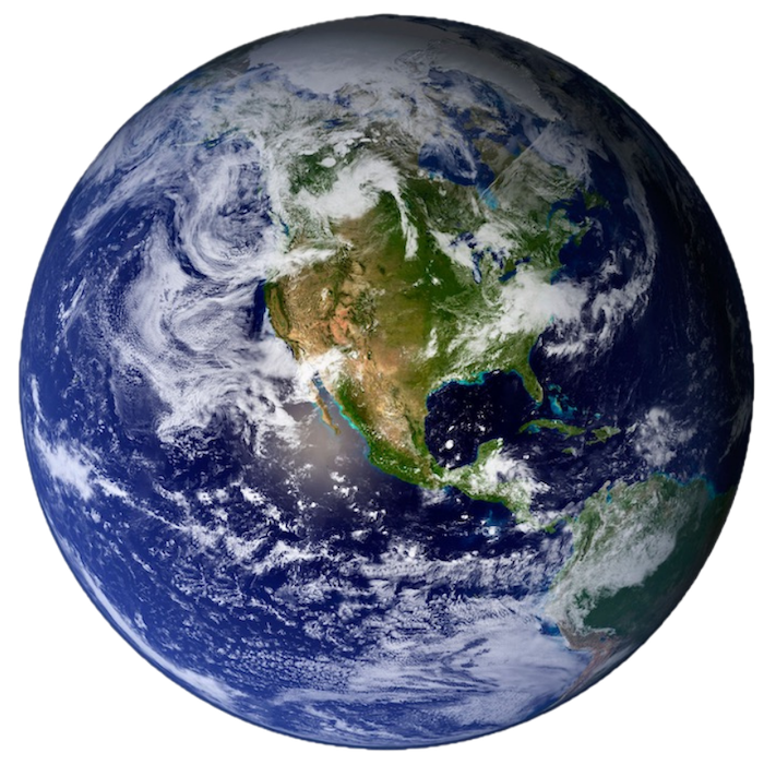 A satellite view of Earth showing North America, Central America, and parts of South America, with swirling white clouds over blue oceans and green and brown landmasses, reminiscent of the vibrant colors found in Qatari food.
